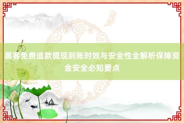 黑客免费追款提现到账时效与安全性全解析保障资金安全必知要点