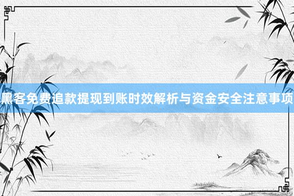黑客免费追款提现到账时效解析与资金安全注意事项
