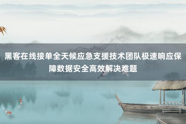 黑客在线接单全天候应急支援技术团队极速响应保障数据安全高效解决难题